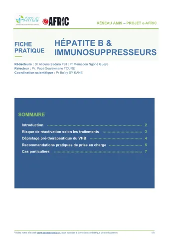 Hépatite B et Traitement immunosuppresseur